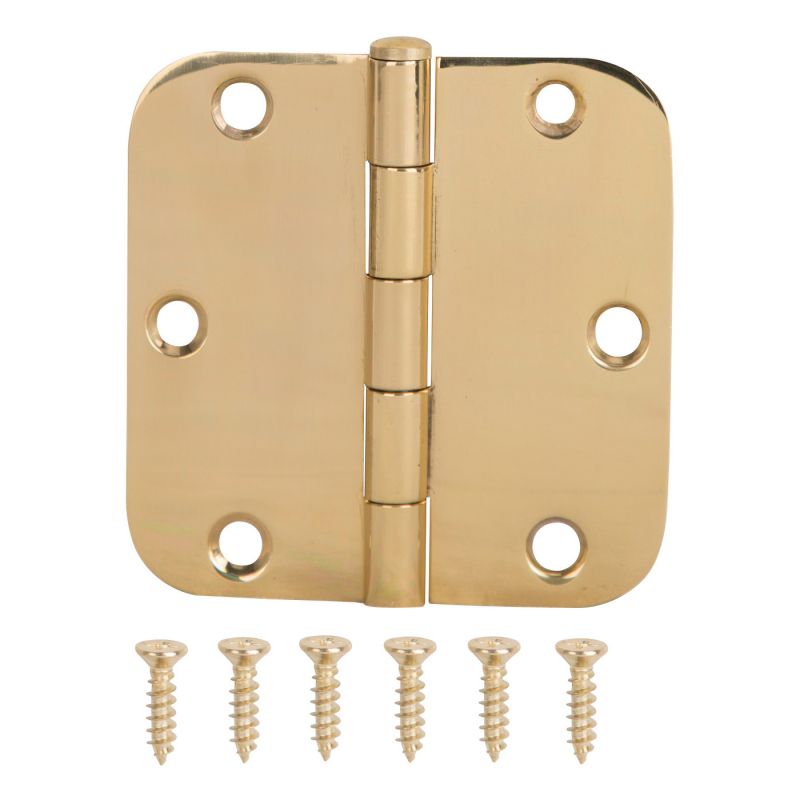 ProSource BH-BR21B-PS Door Hinge, Solid Brass, Brass, Loose Pin, 180 deg Range of Motion, Screw Mounting Brass