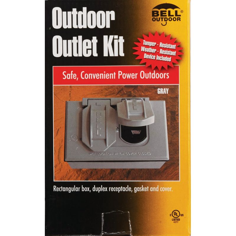 Bell Tamper Resistant Outdoor Weatherproof Outlet Kit Gray
