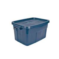 Rubbermaid Roughneck RMRT180000 Storage Box, Polyethylene, Dark Indigo,  23.9 in L, 15.9 in W, 16-1/2 in H 18 Gal, Dark Indigo (Pack of 6)