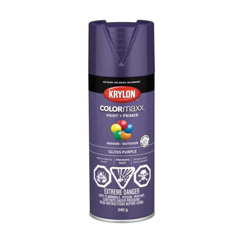 Krylon 455330007 Enamel Spray Paint, Gloss, Purple, 12 oz, Can Purple