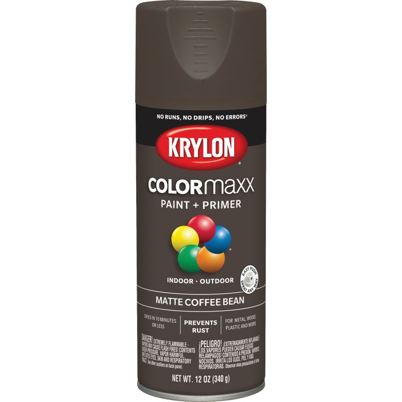 Krylon ColorMaxx Spray Paint + Primer Coffee Bean, 12 Oz.