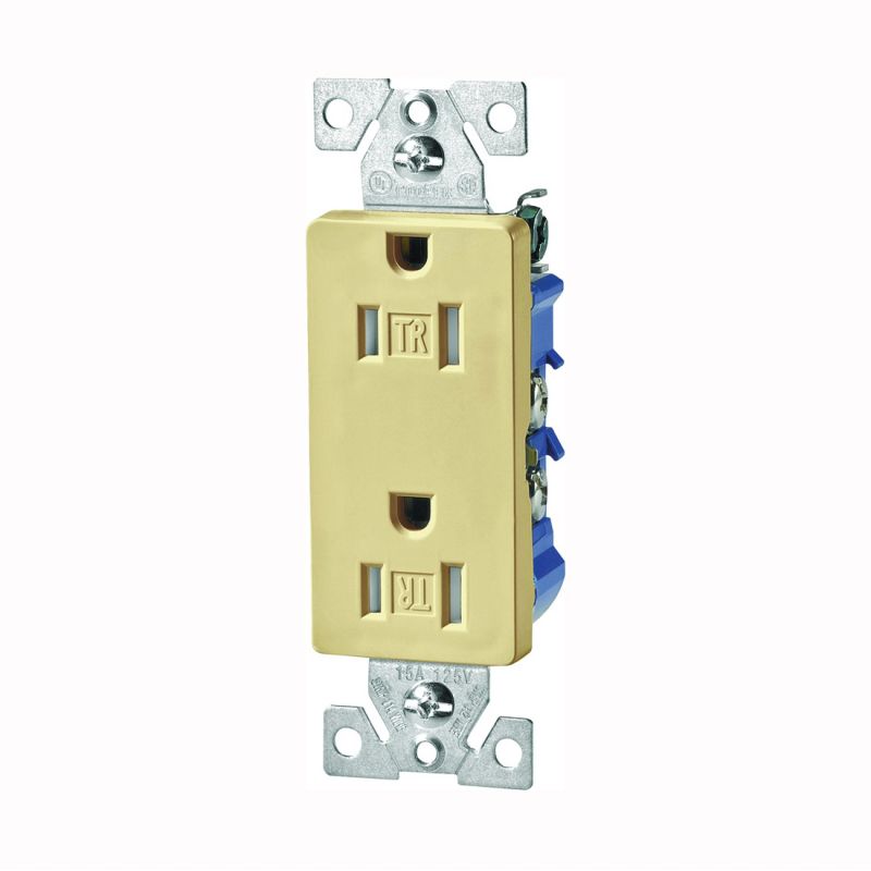 Eaton Wiring Devices TR1107V-BOX Duplex Receptacle, 2 -Pole, 15 A, 125 V, Push-in, Side Wiring, NEMA: 5-15R, Ivory Ivory