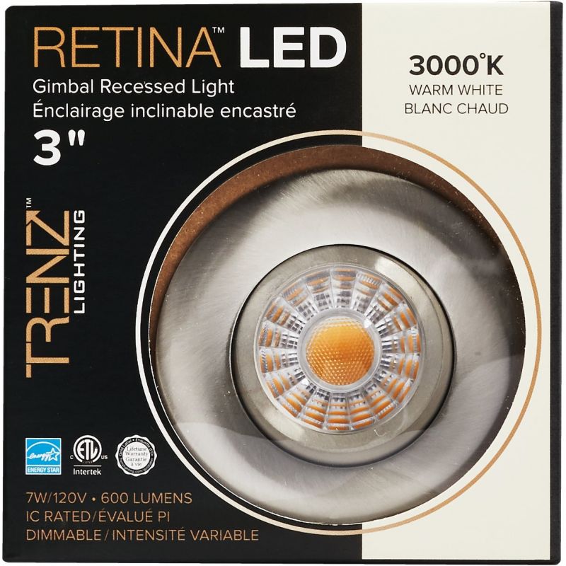 Liteline Trenz Retina 3000K Gimbal Recessed Light Kit Brushed Nickel