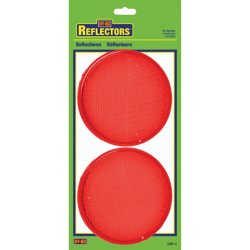 Hy-Ko Press-On Reflector 3-1/4 In. Dia., Red