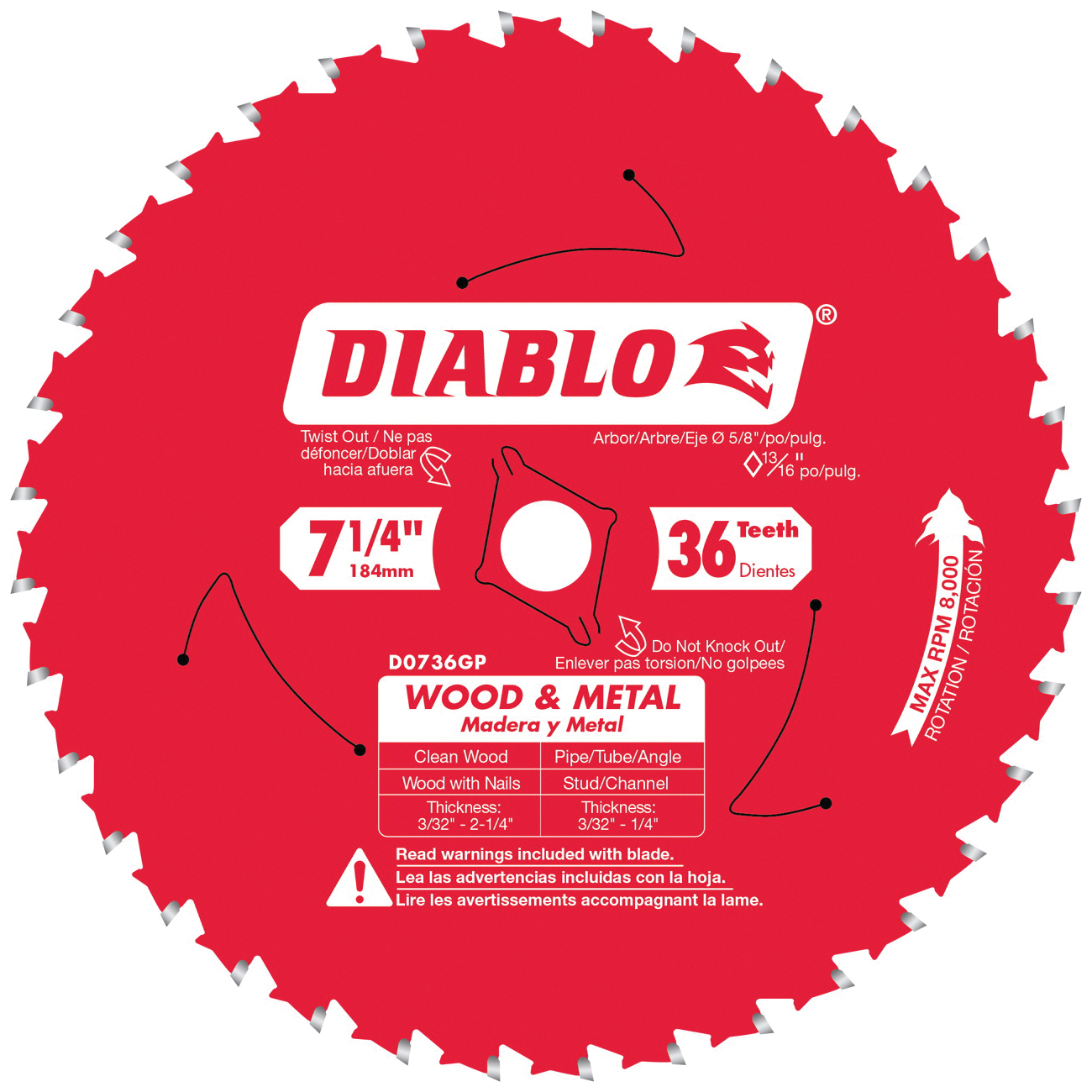 BLACK & DECKER, 7 1/4 in Blade Dia., 18 Teeth, Circular Saw Blade