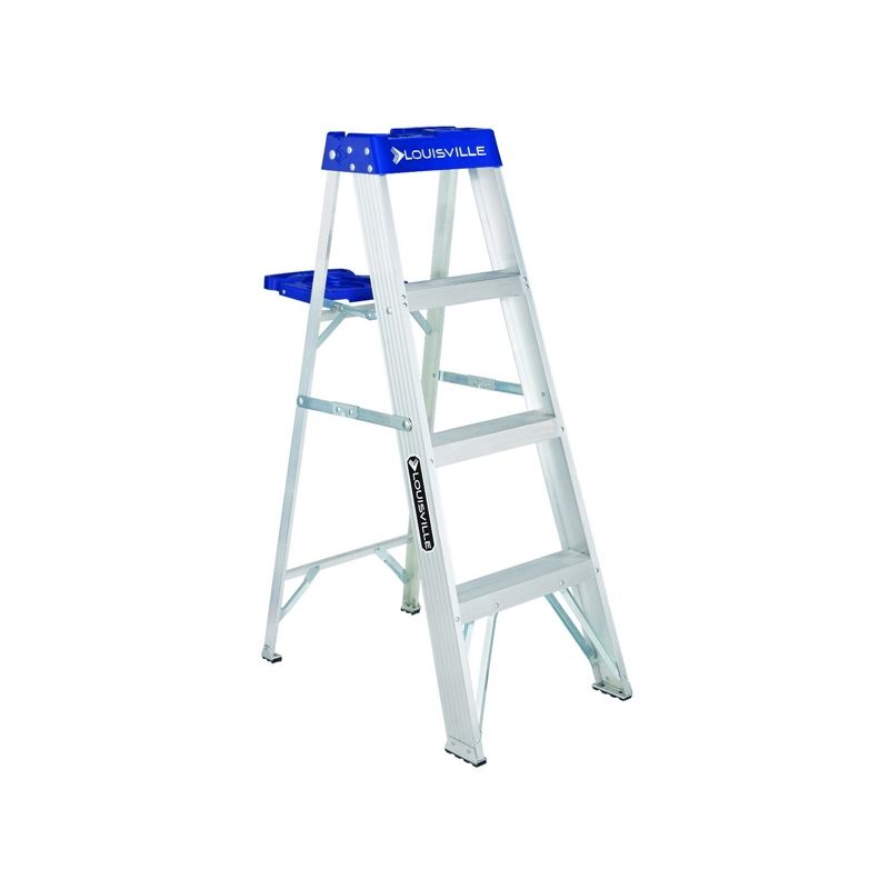Louisville AS2104 Step Ladder, 4 ft H, Type I Duty Rating, Aluminum, 250 lb, 3-Step, 102 in Max Reach