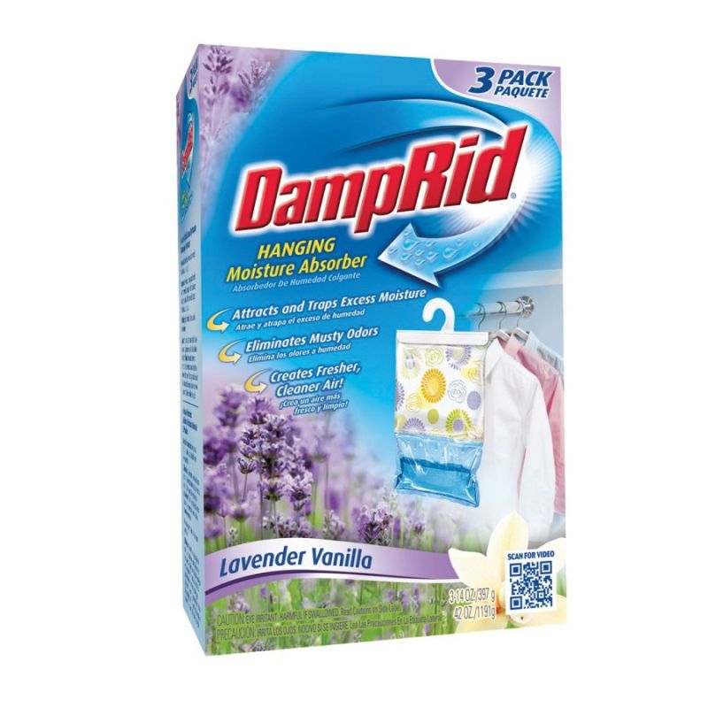 DampRid FG83LV Moisture Absorber, 14 oz, Pellet, Lavender Vanilla White