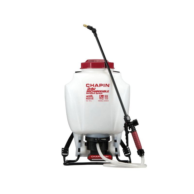 CHAPIN 63924 Rechargeable Backpack Sprayer, 4 gal Tank, Poly Tank, 20 to 22 ft Horizontal, 32 ft Vertical Spray Range 4 Gal