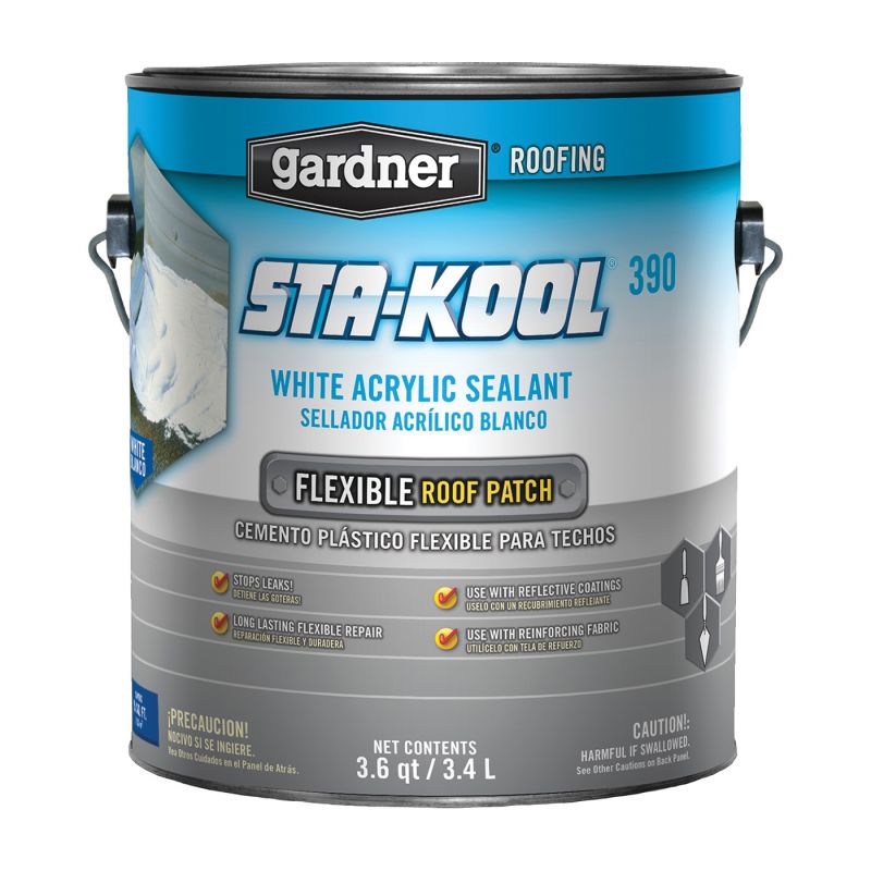Gardner STA-KOOL 390 Series SK-3901 Acrylic Sealant, White, Liquid, 1 gal White (Pack of 4)