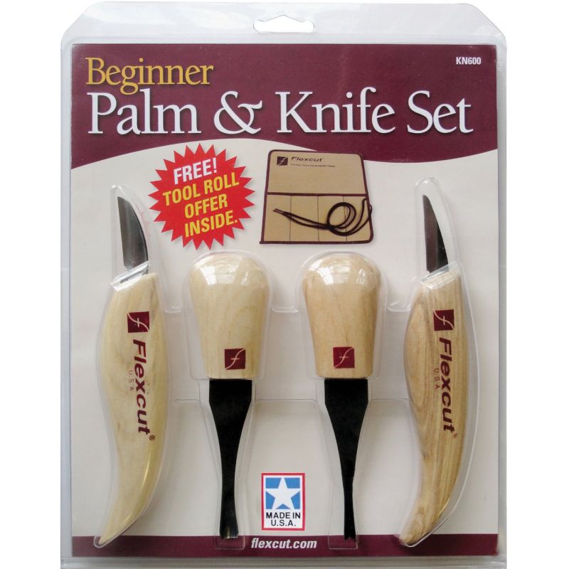 Flex Cut 4-Piece Beginner Palm &amp; Knife Carving Tool Set