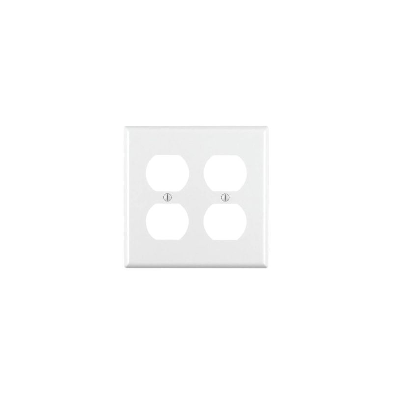Leviton 88016 Receptacle Wallplate, 4-1/2 in L, 4-9/16 in W, 2 -Gang, Thermoset Plastic, White, Smooth White