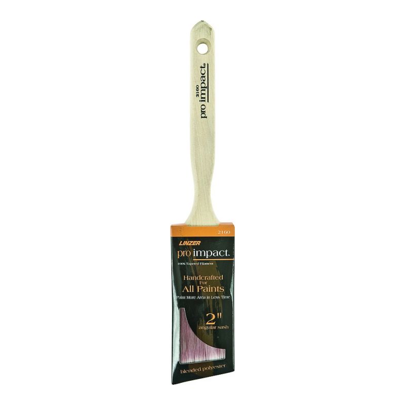 Linzer WC 2160-2 Paint Brush, 2 in W, 2-1/2 in L Bristle, Polyester Bristle, Sash Handle Natural Handle