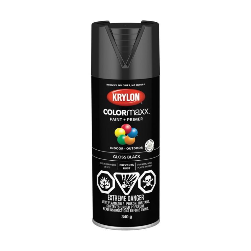 Krylon 455050007 Enamel Spray Paint, Gloss, Black, 12 oz, Can Black