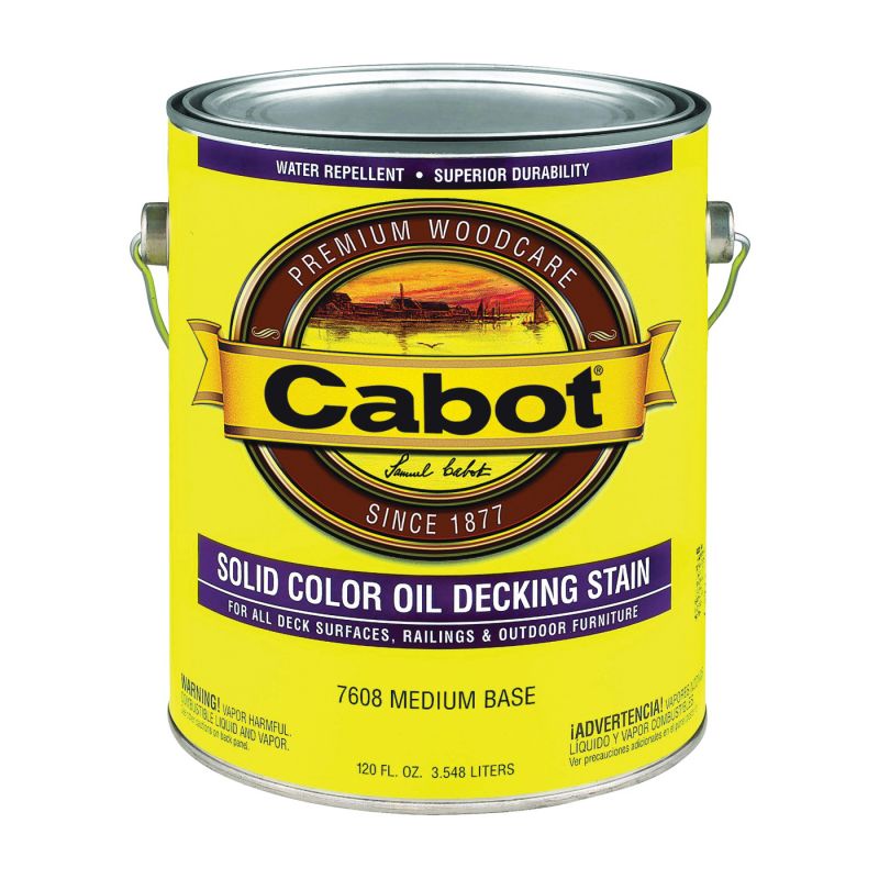 Cabot 140.0007608.007 Decking Stain, Opaque, Medium Base, Liquid, 1 gal Medium Base (Pack of 4)