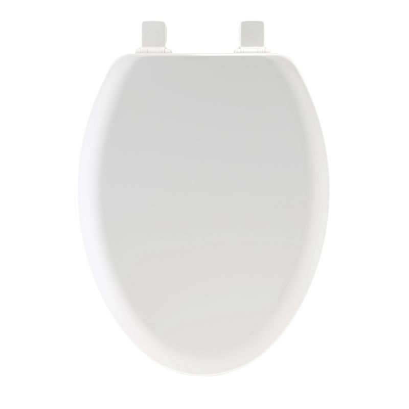 Mayfair 141EC-000 Toilet Seat, Elongated, Wood, White, Twist Hinge White