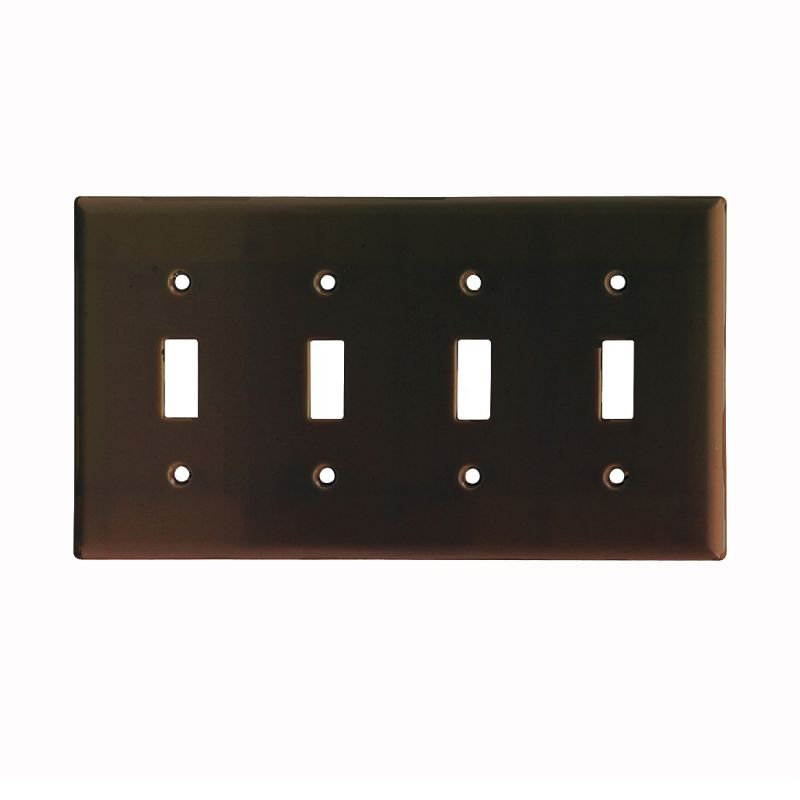 Eaton Wiring Devices 2154B-BOX Wallplate, 4-1/2 in L, 8.19 in W, 4 -Gang, Thermoset, Brown, High-Gloss Brown