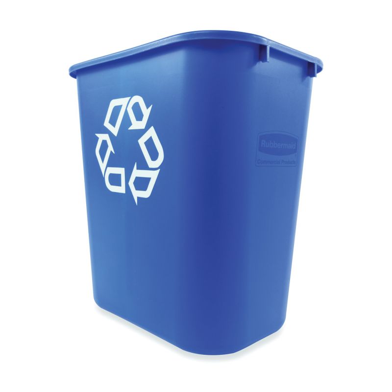 Rubbermaid FG295673BLUE Deskside Waste Basket, 28.125 qt Capacity, Polyethylene, Blue 28.125 Qt, Blue
