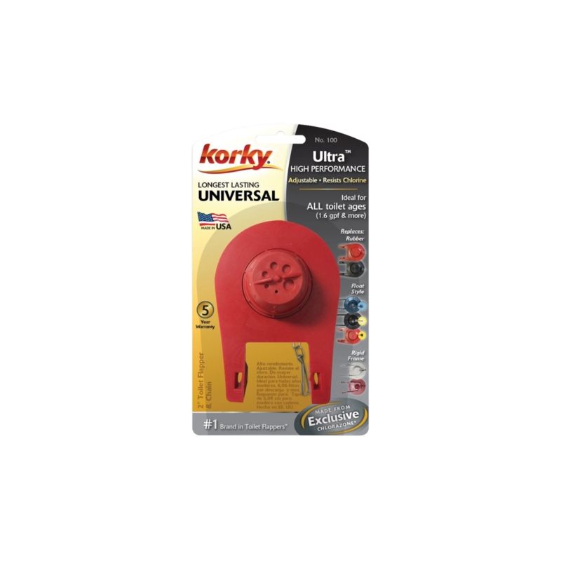 Korky 100BP Toilet Flapper, Rubber, Red Red