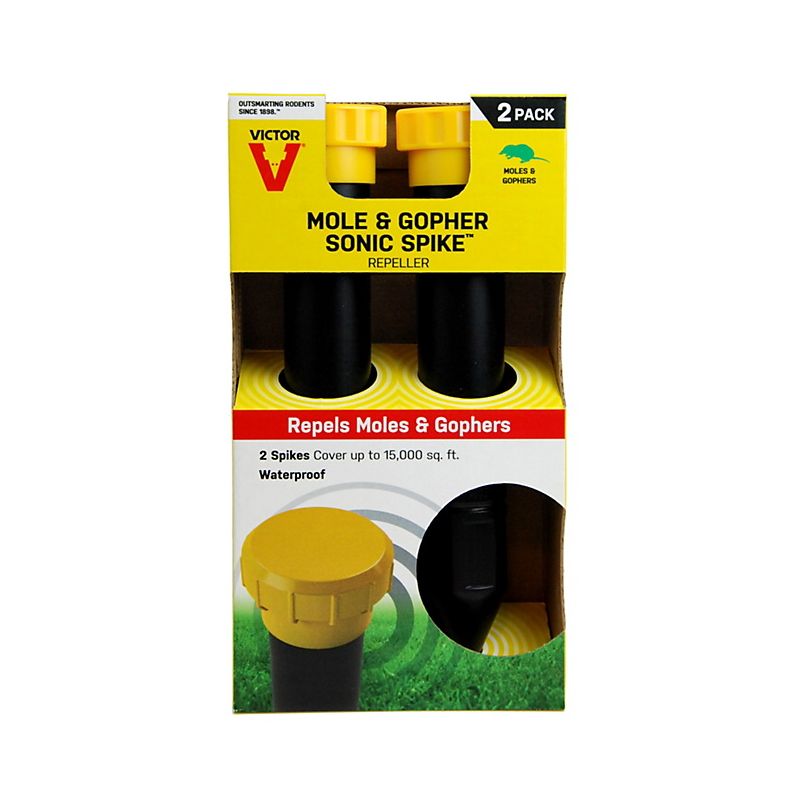 Victor Sonic Spike M9012 Animal Repellent, Electronic, 2.6 in L, Repels: Gopher, Mole
