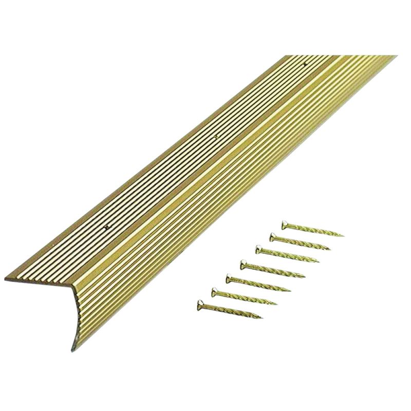 M-D 79103 Stair Edging, 73.63 in L, 1.28 in W, Aluminum, Satin Brass