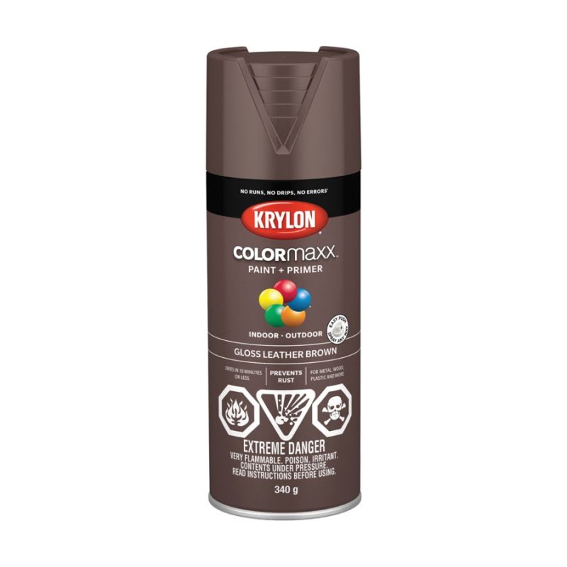 Krylon 455270007 Enamel Spray Paint, Gloss, Leather Brown, 12 oz, Can Leather Brown