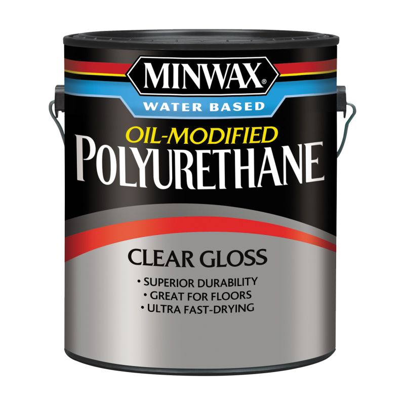 Minwax 710310000 Polyurethane, Gloss, Liquid, Clear, 1 gal, Can Clear