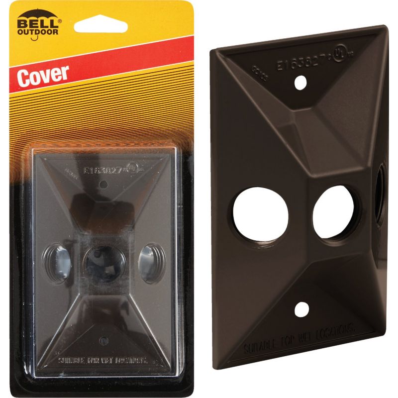 Bell Rectangular Cluster Weatherproof Outdoor Box Cover 3-Outlet, Bronze