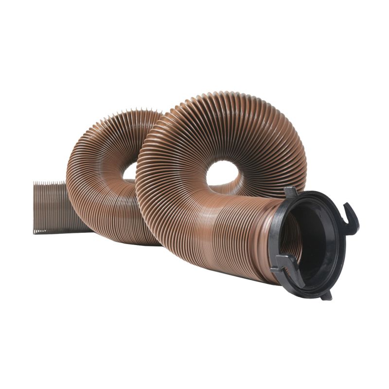 Camco 39691 Sewer Hose, 15 ft Extended, 27 in Compressed L, HTS Vinyl, Brown Brown