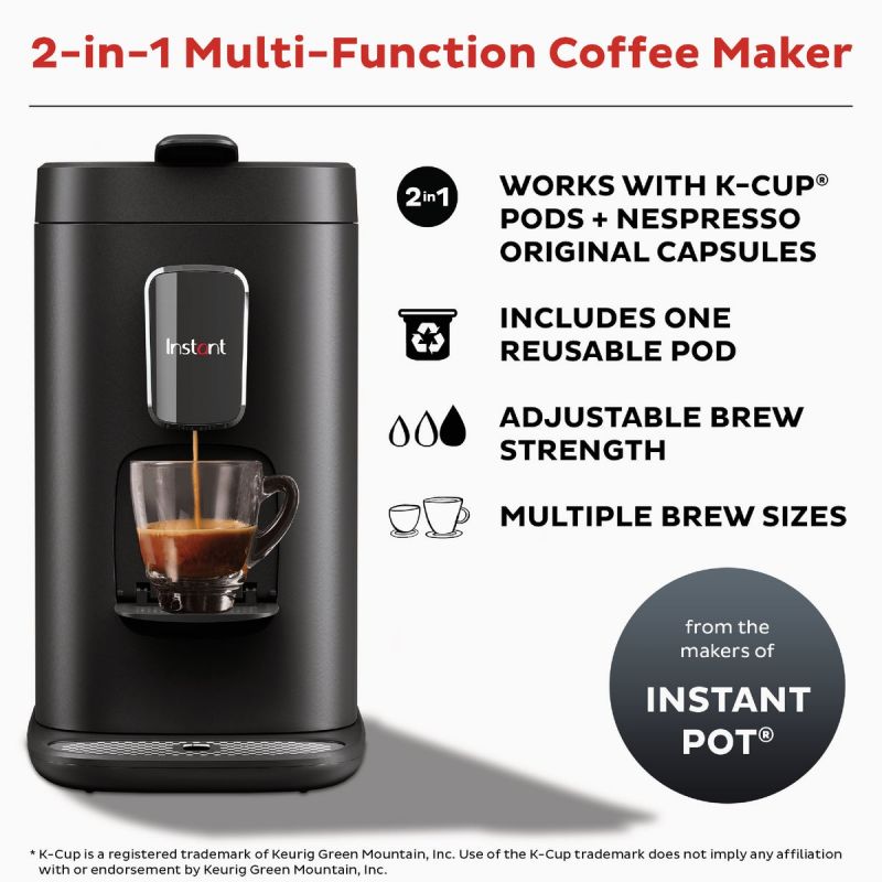 Instant Pot 2-In-1 Coffee Maker Single, Black
