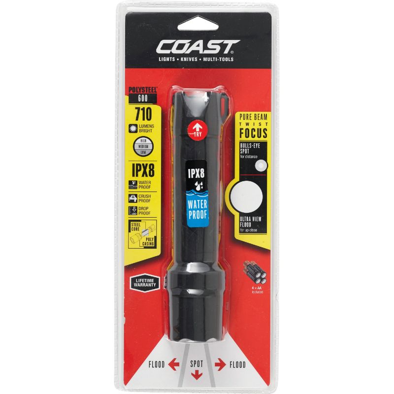 Coast PolySteel 600 Focusing LED Flashlight Black