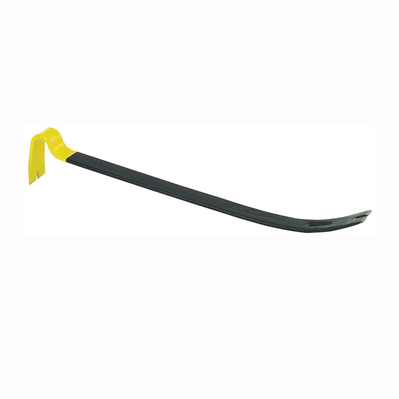 Stanley 55-526 Pry Bar, 21 in L, Slotted Tip, 1-3/4 in W Tip, HCS, Black/Yellow, 1-3/4 in Dia Black/Yellow