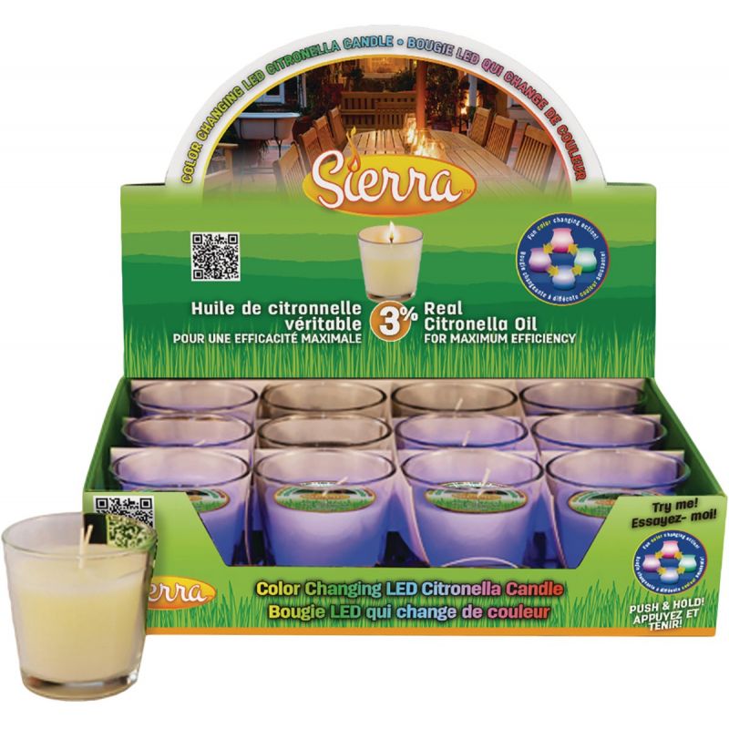Sierra LED Color Changing Citronella Candle Color Changing LED, 4.2 Oz.