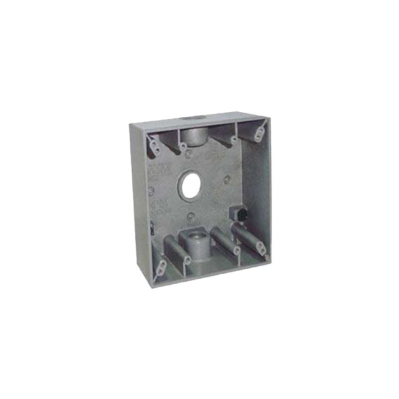 Teddico/Bwf 2503-1 Outlet Box, 2-Gang, 3-Knockout, 3-1/2 in, Metal, Gray, Powder-Coated Gray