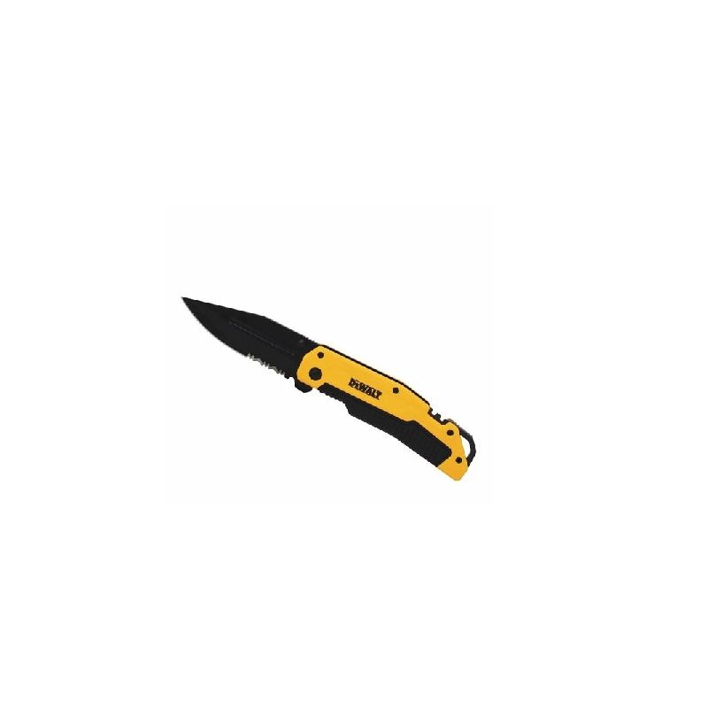 DeWALT DWHT10313 Pocket Knife, 3-1/4 in L Blade, 1-1/4 in W Blade, Stainless Steel Blade, 1-Blade, Black/Yellow Handle 3-1/4 In