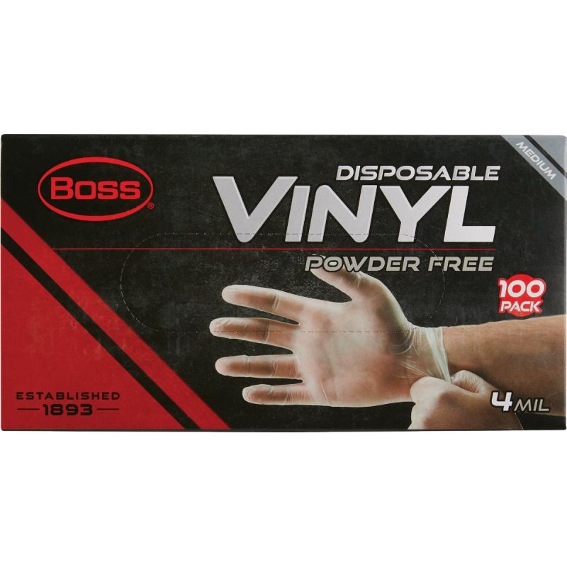 Boss Vinyl Disposable Gloves M, Clear