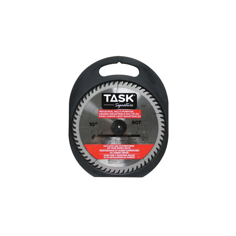 TASK Signature T24707 Resharpenable Circular Saw Blade, 10 in Dia, 5/8 in Arbor, 60-Teeth