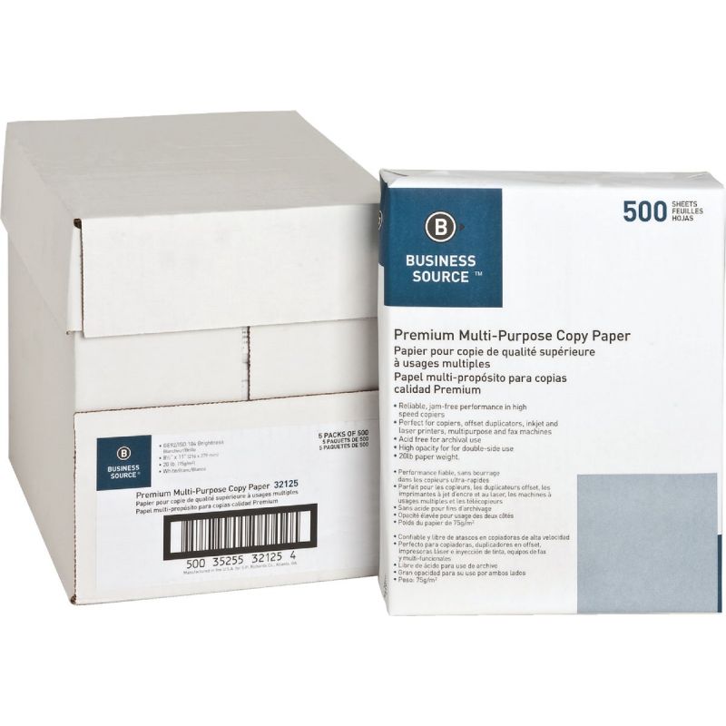 Business Source Copier Paper 8-1/2 In. X 11 In., White