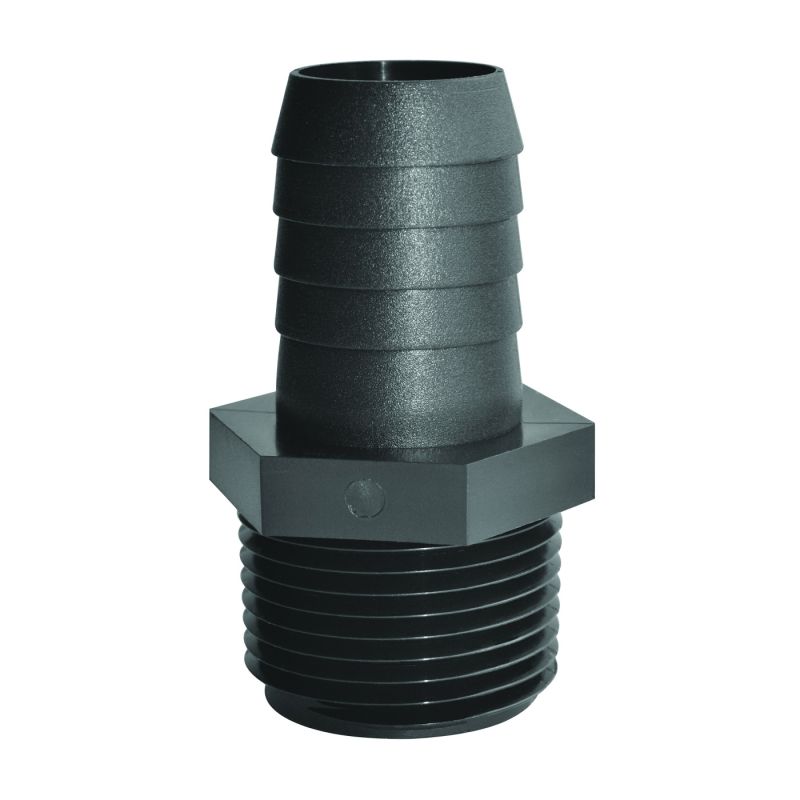 Green Leaf A3438P Pipe to Hose Adapter, Straight, Polypropylene, Black Black