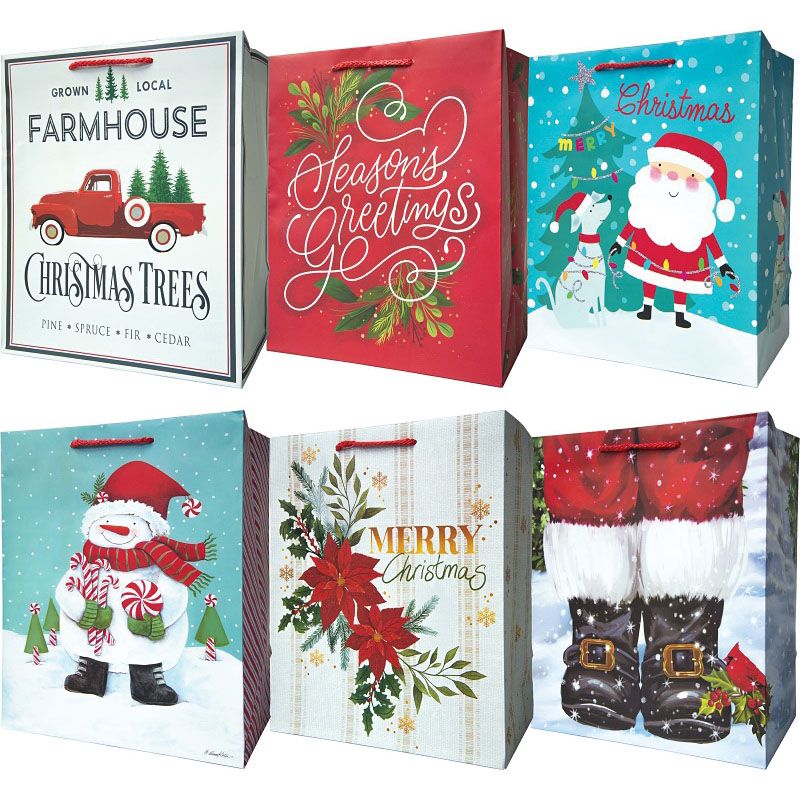 Santas Forest 69806 X-Large Vertical Gift Bag, 12-1/4 in W, 15 in H, Paper, Festive Festive
