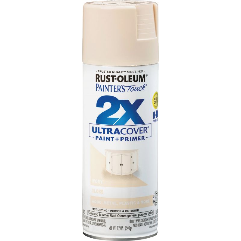 Rust-Oleum Painter&#039;s Touch 2X Ultra Cover Paint + Primer Spray Paint Ivory, 12 Oz.