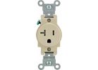 Leviton Commercial Grade Tamper Resistant Single Outlet Ivory, 20A
