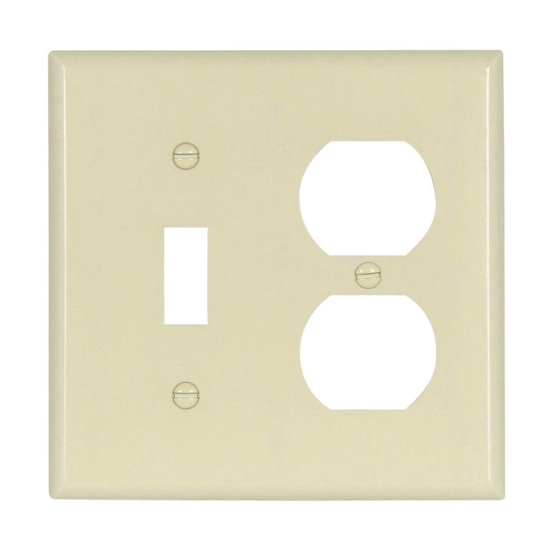 Eaton Wiring Devices 2138LA-BOX Combination Wallplate, 4-1/2 in L, 4-9/16 in W, 2 -Gang, Thermoset, Light Almond Light Almond