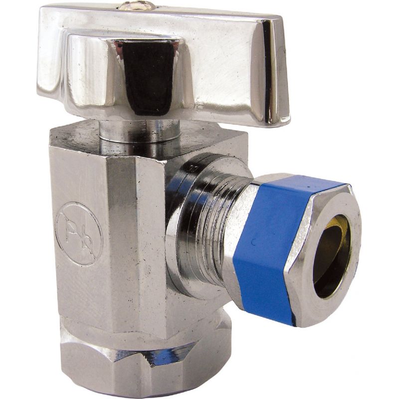 Lasco Iron Pipe Inlet X Comp Outlet Quarter Turn Angle Stop Valve 1/2 In. IP Inlet X 3/8 In. C Outlet