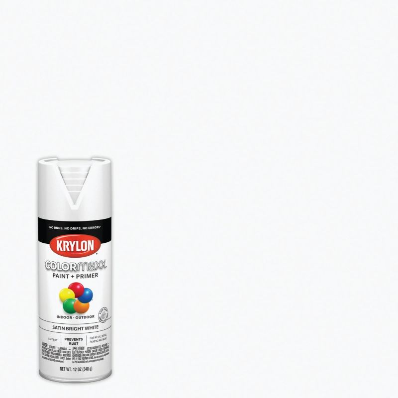 Krylon ColorMaxx Spray Paint + Primer Bright White, 12 Oz.