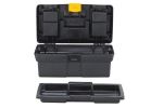 Stanley STST13011 Tool Box with Tote Tray, 1.1 gal, Plastic, Black/Yellow, 4-Compartment Black/Yellow