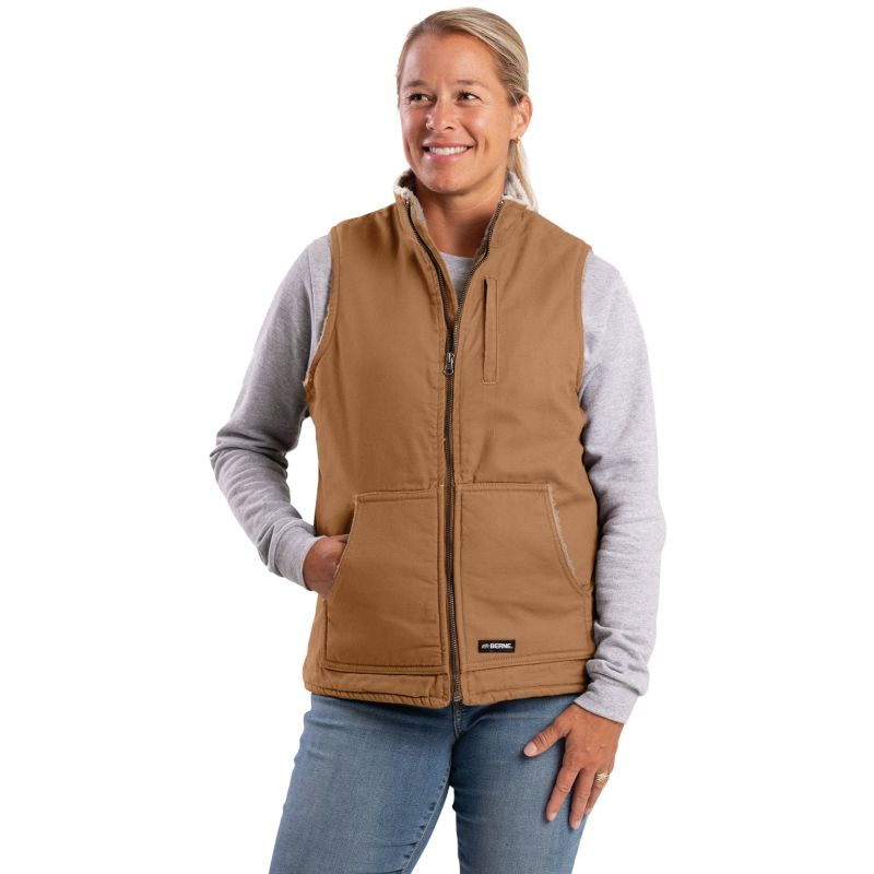 Berne Women&#039;s Sherpa-Lined Vest L, Brown Duck