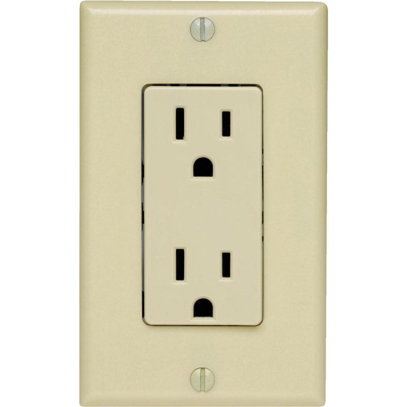 Leviton Decora Duplex Outlet With Wall Plate Ivory, 15