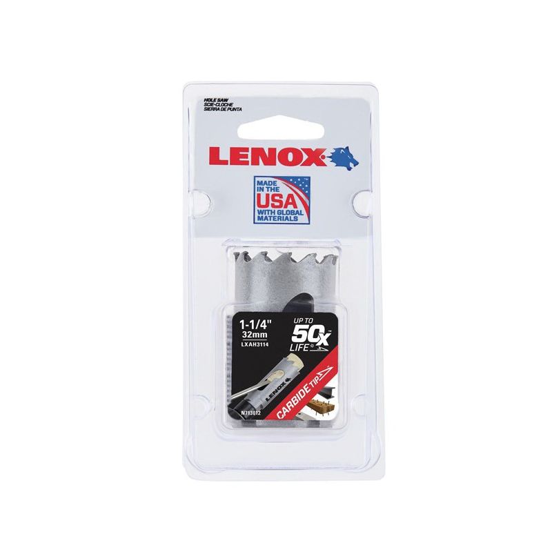 Lenox Speed Slot LXAH3114 Hole Saw, 1-1/4 in Dia, Carbide Cutting Edge