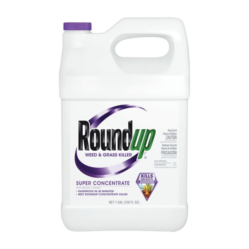 Roundup 5004215 Super Concentrated Weed and Grass Killer, Liquid, Spray Application, 1 gal Bottle Amber/Yellow