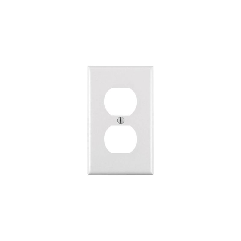 Leviton 88003 Receptacle Wallplate, 4-1/2 in L, 2-3/4 in W, 1 -Gang, Thermoset Plastic, White, Smooth White